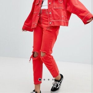 Bershka Rip And Distressed Mom Jean